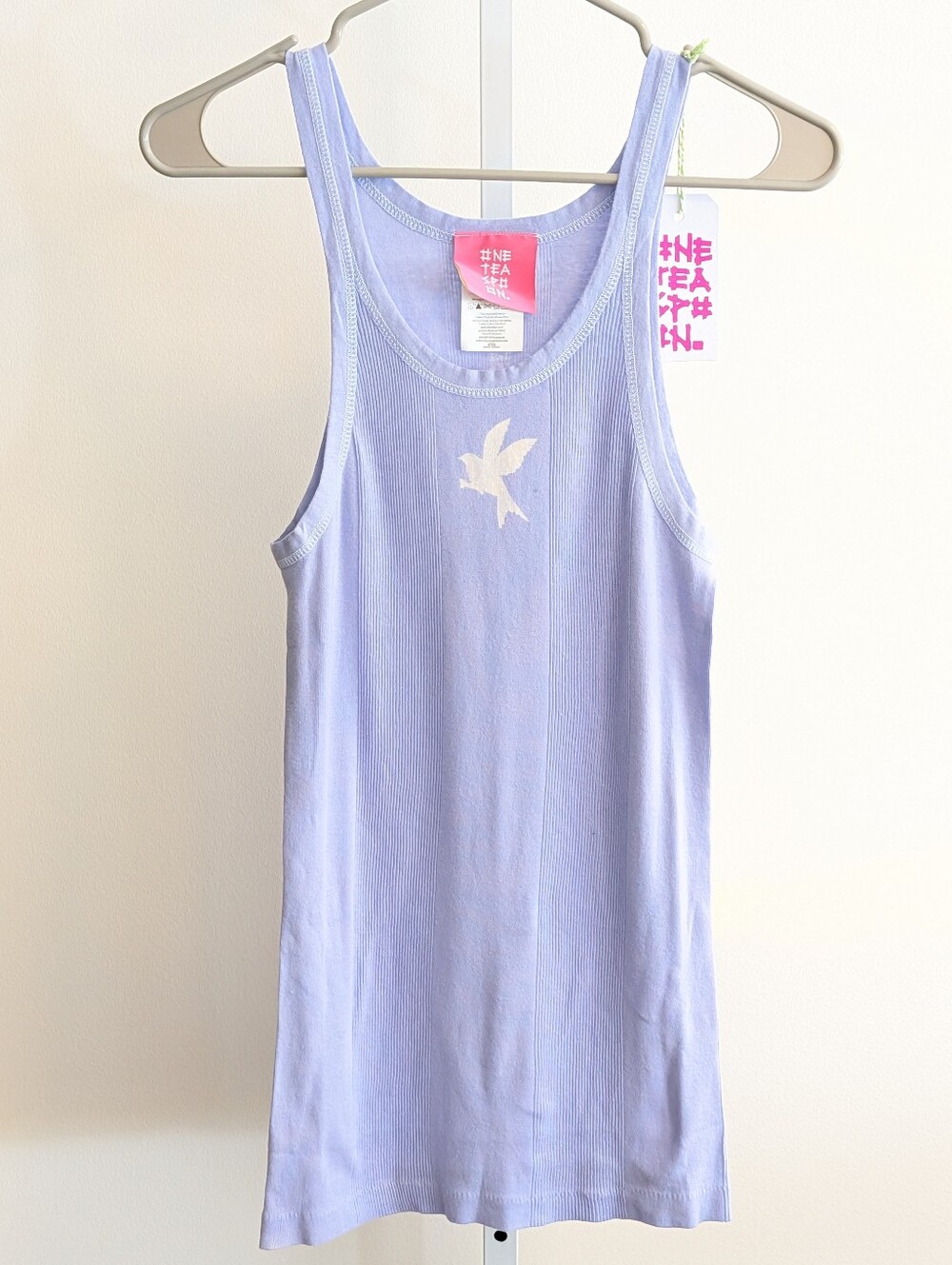 NWT One Teaspoon Lavender Bower Bird Ribbed Singlet Tank Top - Picture 2 of 4